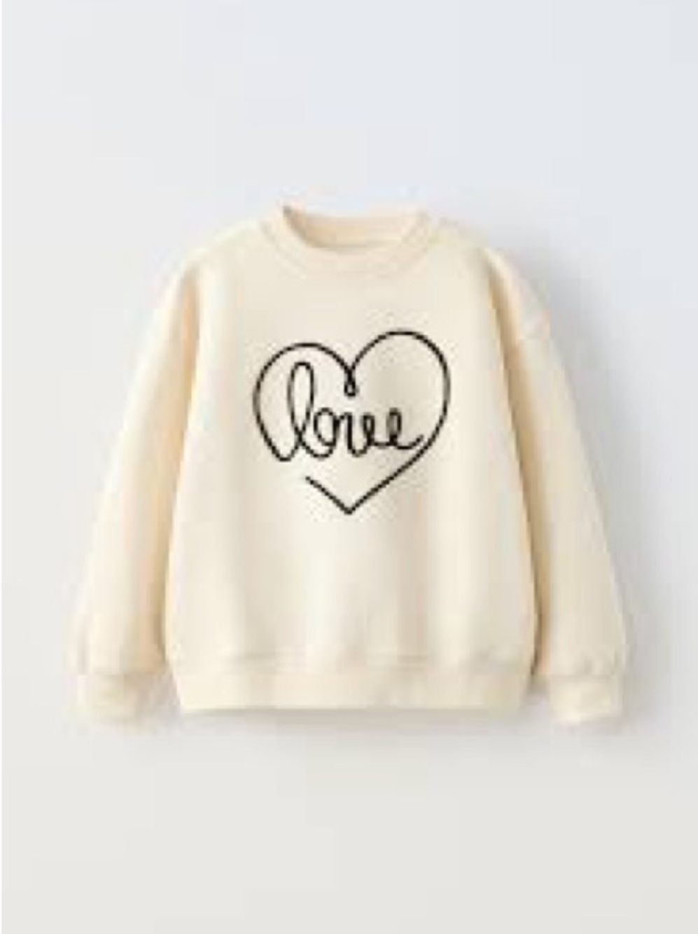 Zara Kids Cream Long Sleeve Love Sweatshirt Size 6-7Y